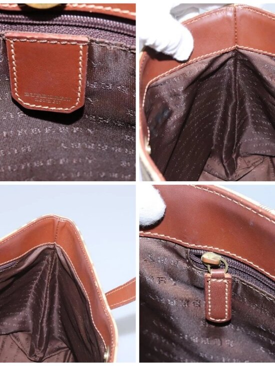 BURBERRY Nova Check Hand Bag PVC Beige Brown gold Auth BD438 - Picture 14 of 15